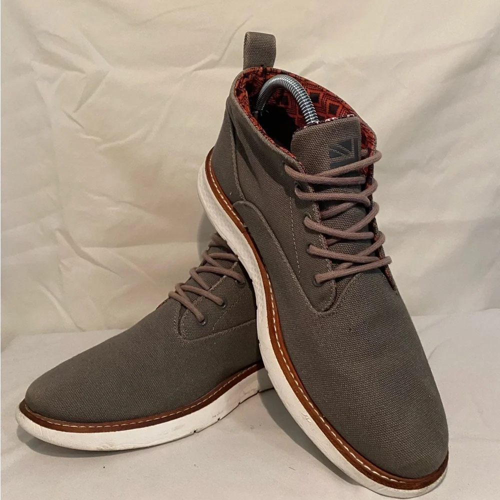 Ben Sherman Men’s Gray Fabric Lace Up Round Toe Comfort Ankle Boot Size 9‎